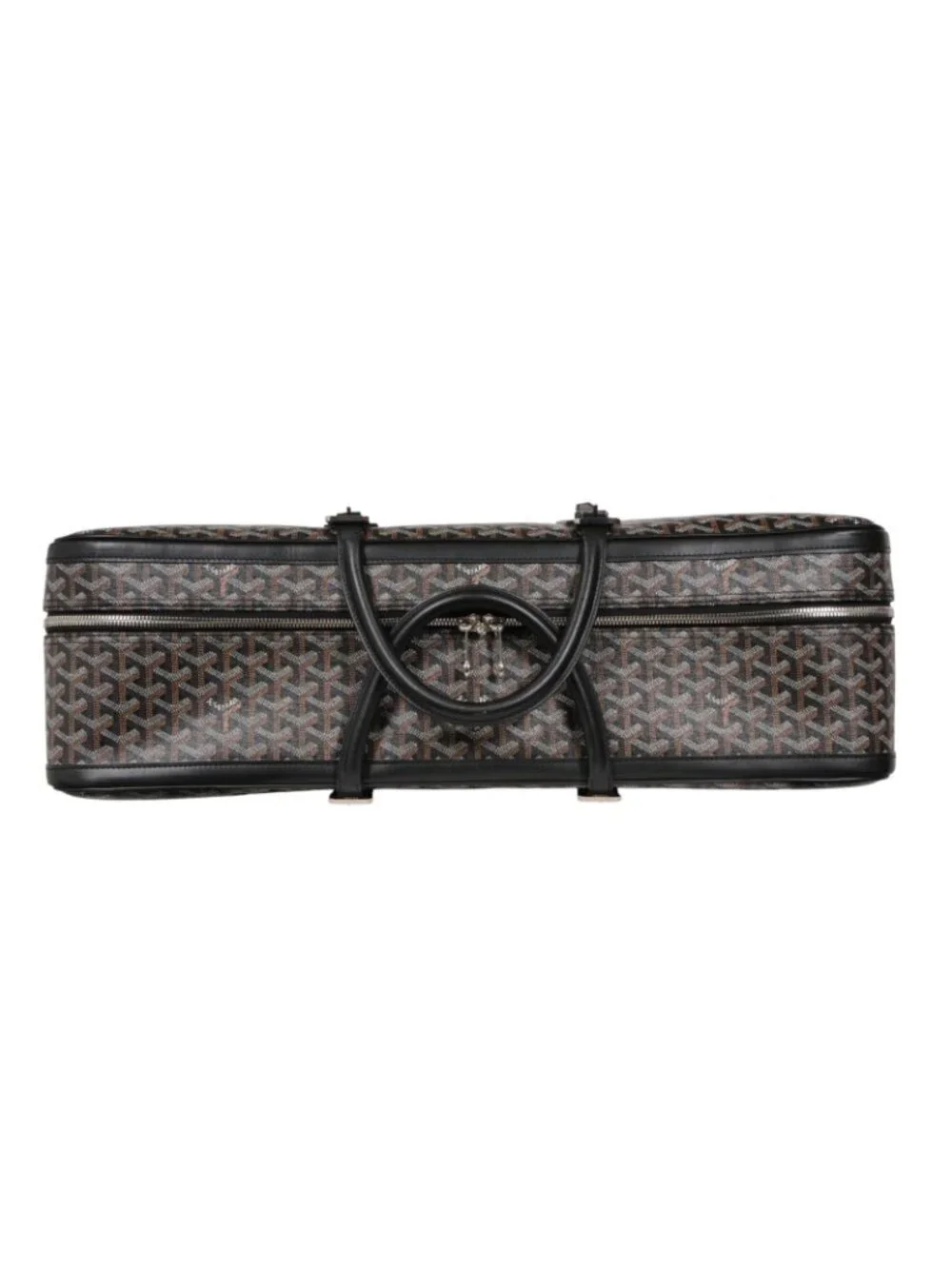 Goyard Black Goyardine Canvas Leather Majordome 60 Travel Trunk Luggage Bag